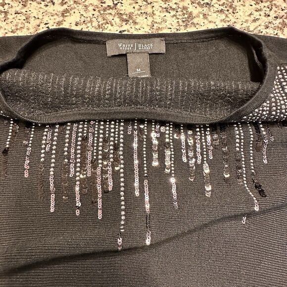 WHITE HOUSE BLACK MARKET Sequin Lightweight 3/4 Sleeve Pullover Sweater Medium - Picture 9 of 9